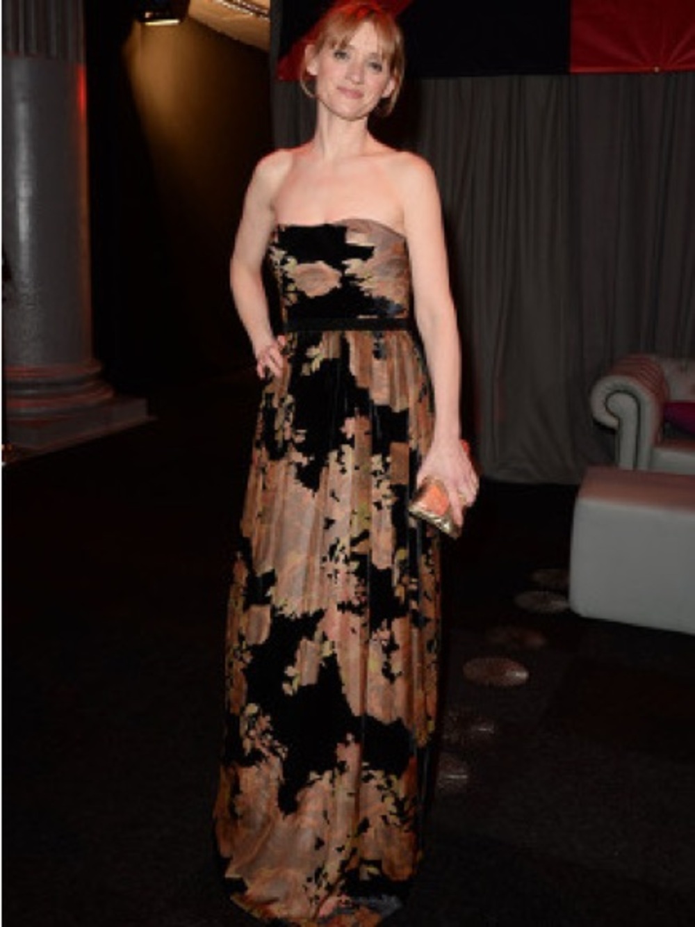 Strapless Floral Black and Blush Maxi Dress